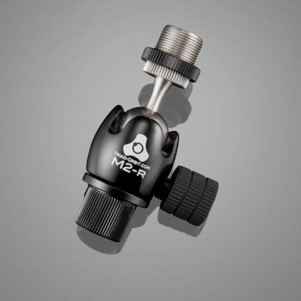 M2-R Adapters feature the exclusive Compass Point™ ball swivel housing that solidly secures cameras, lights, and mics in any position and reduces setup time for those who need precision placement.